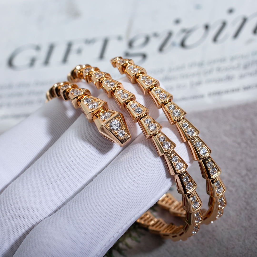 Pomuse SERPENTI BRACELET PINK GOLD DIAMOND DOUBLE ROW