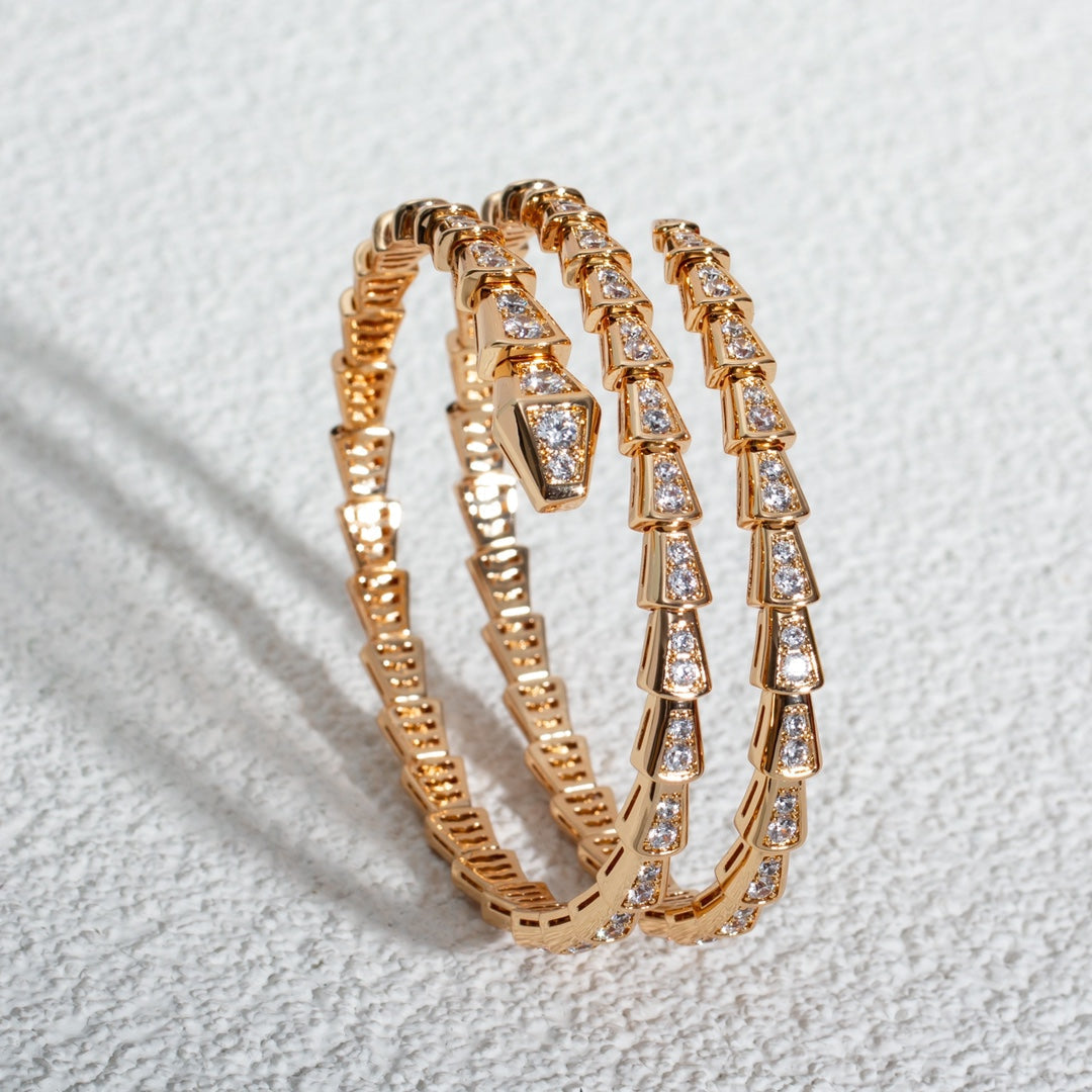 Pomuse SERPENTI BRACELET PINK GOLD DIAMOND DOUBLE ROW