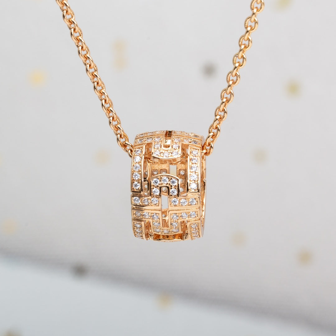 Pomuse PARENTESI NECKLACE PINK GOLD DIAMOND