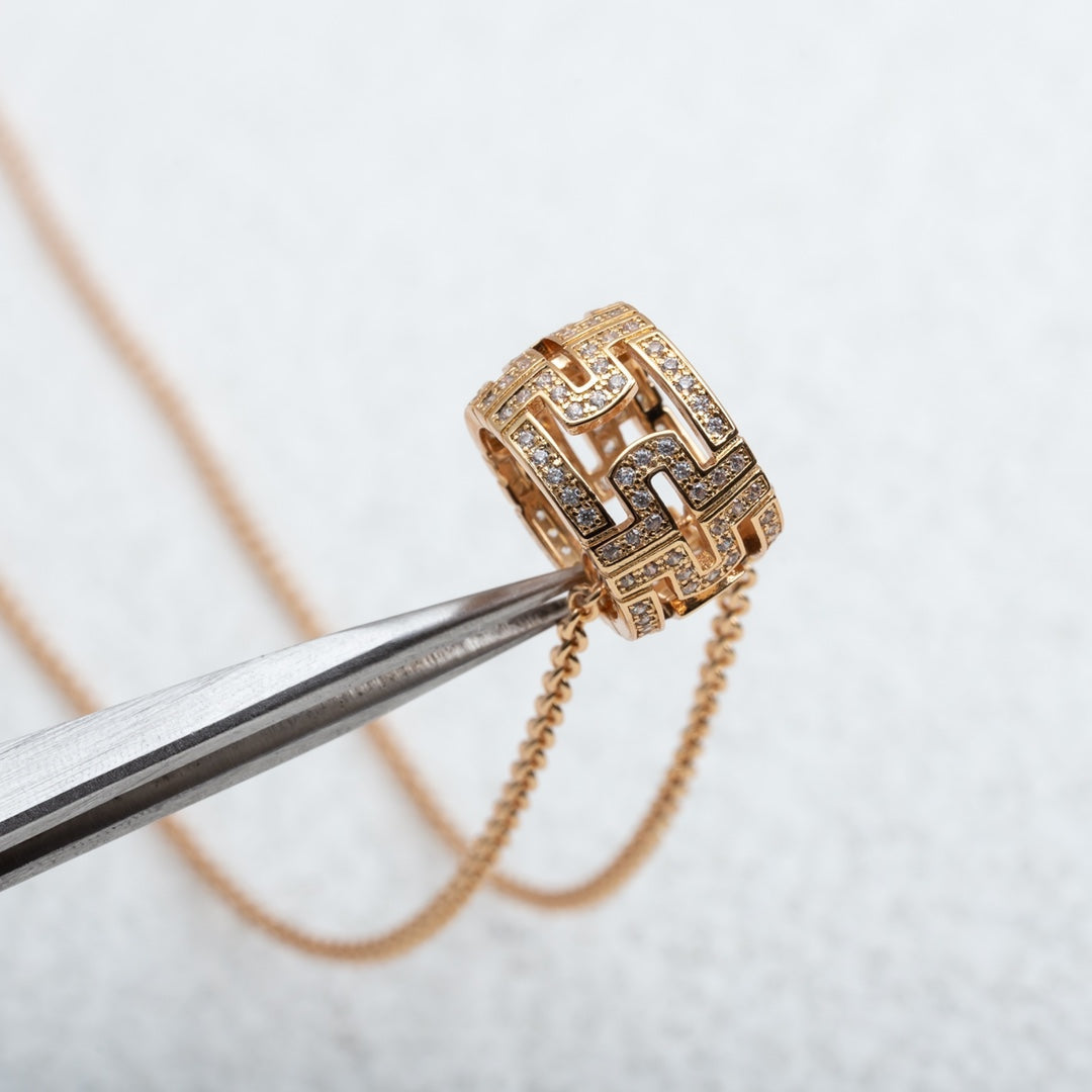 Pomuse PARENTESI NECKLACE PINK GOLD DIAMOND