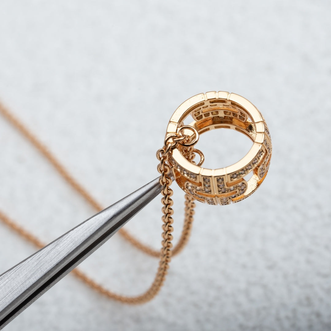 Pomuse PARENTESI NECKLACE PINK GOLD DIAMOND