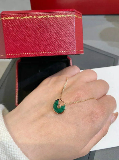 Pomuse AMULETTE ROSE GOLD MALACHITE NECKLACE