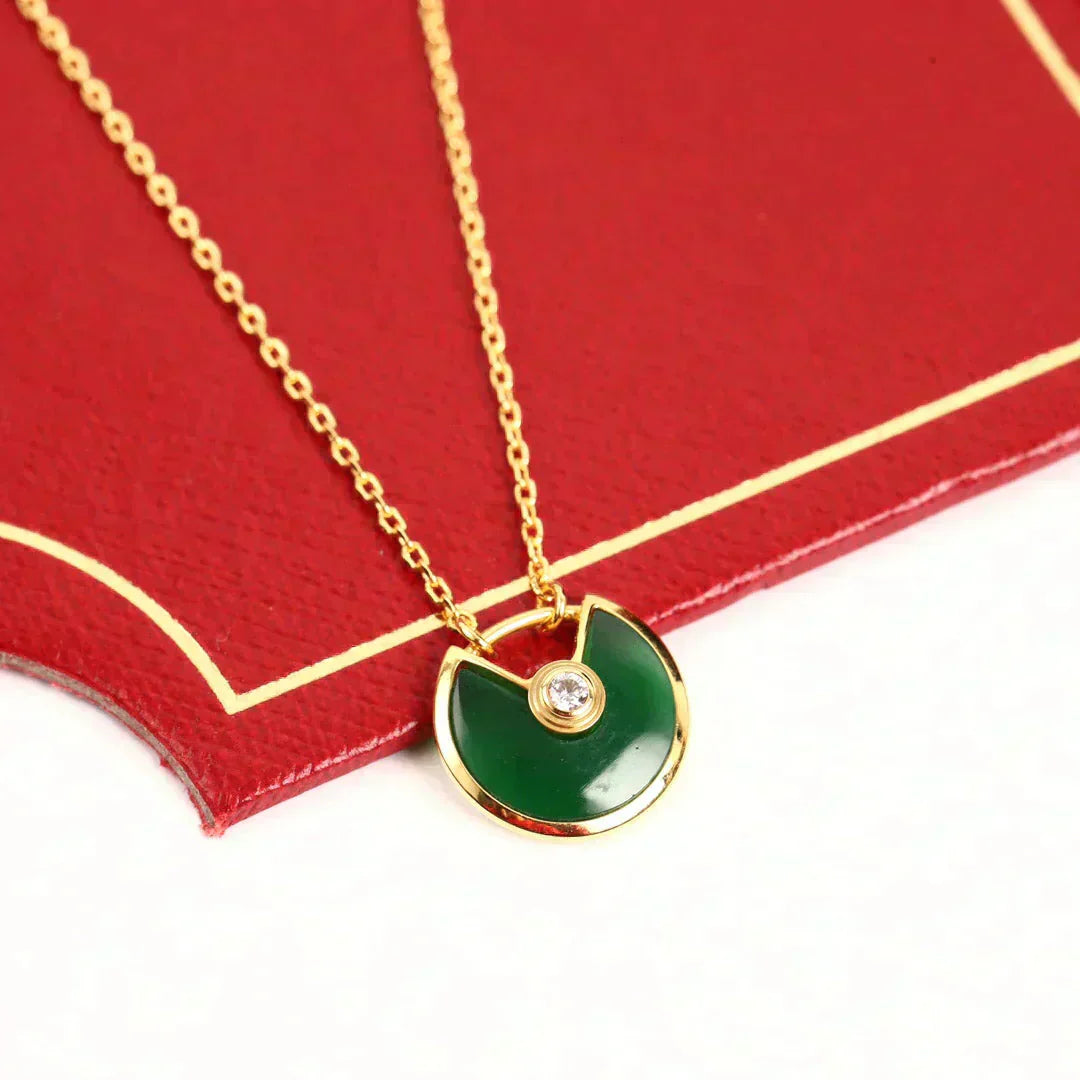 Pomuse AMULETTE GOLD MALACHITE NECKLACE