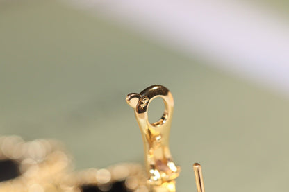Pomuse CLOVER EARRINGS GOLD ONYX MOP 3 MOTIF
