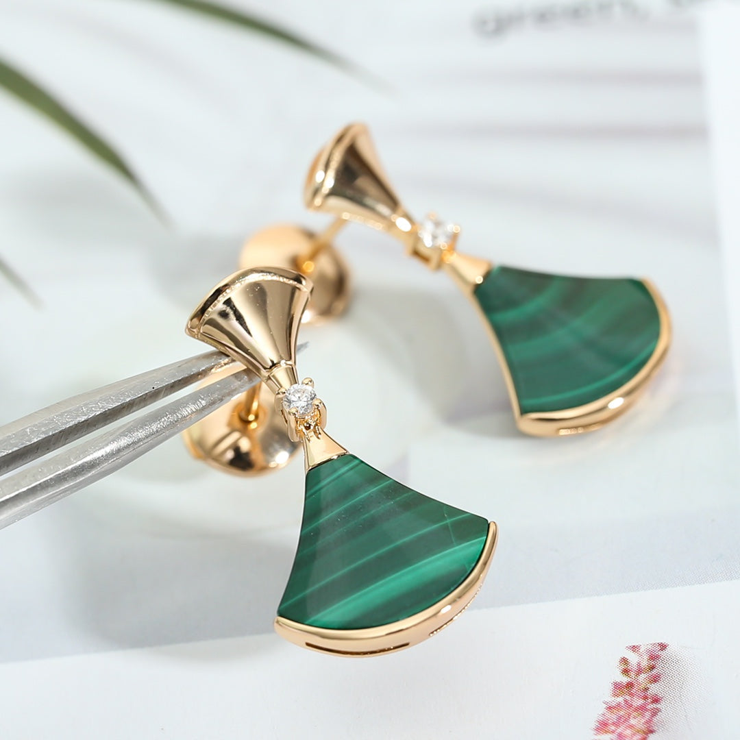 Pomuse DREAM MALACHITE PINK GOLD EARRINGS