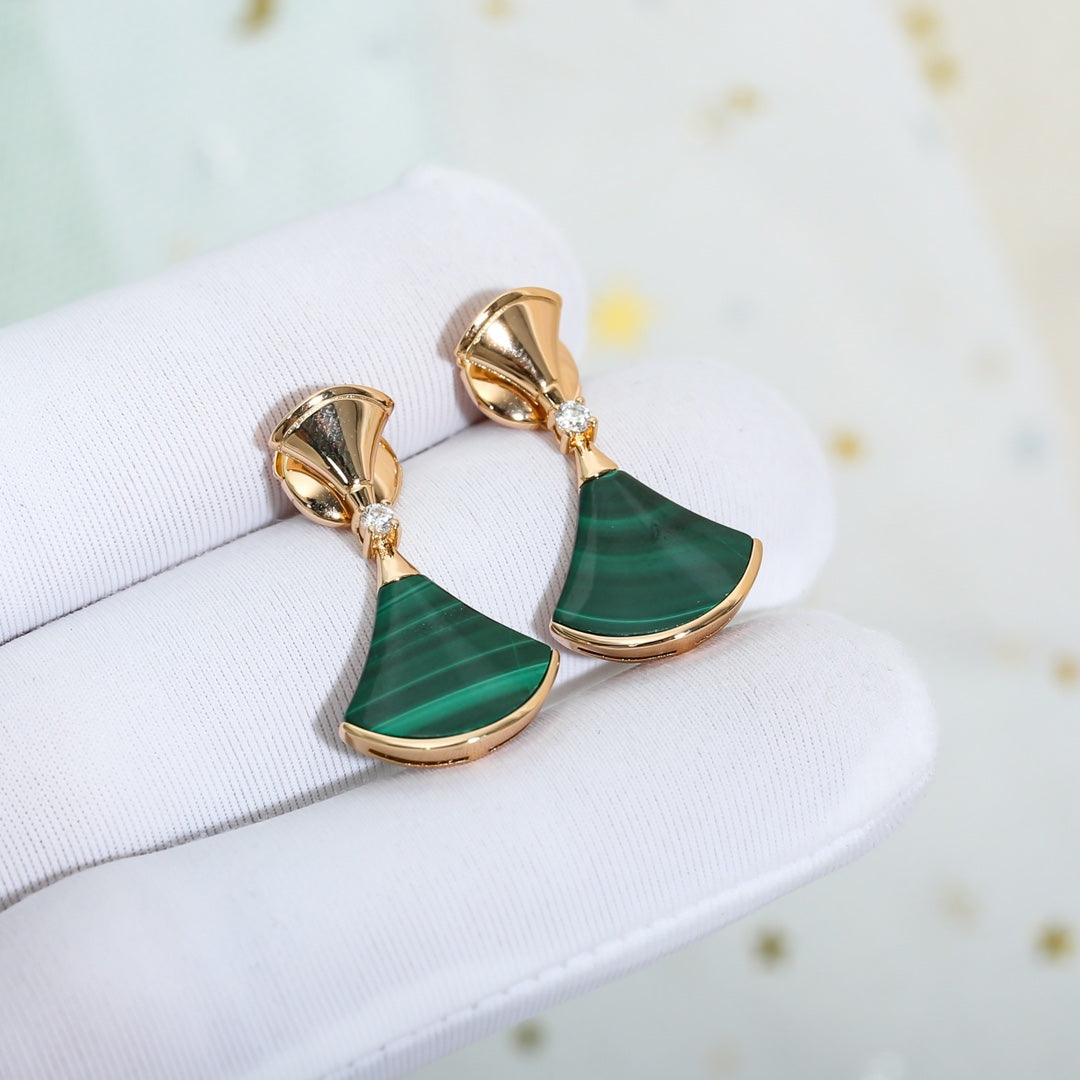 Pomuse DREAM MALACHITE PINK GOLD EARRINGS