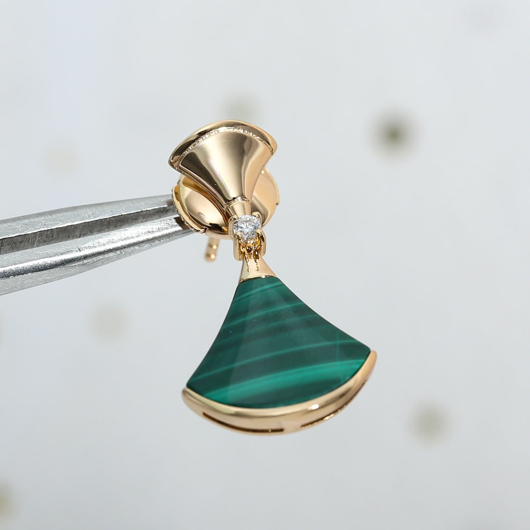 Pomuse DREAM MALACHITE PINK GOLD EARRINGS