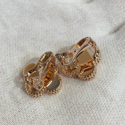 Pomuse CLOVER MEDIUM 1 MOTIFS CARNELIAN  DIAMOND EARRINGS