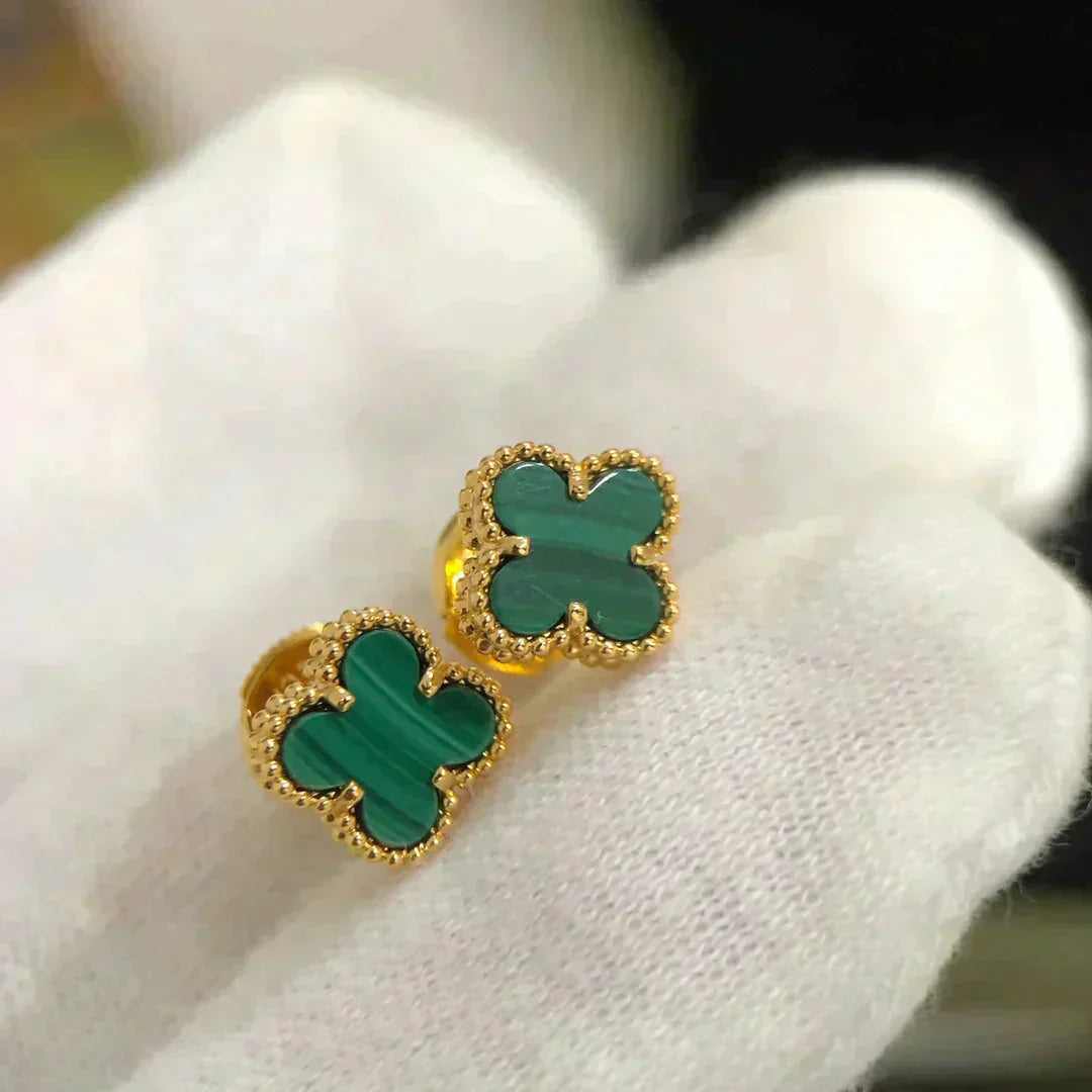 Pomuse CLOVER MINI 9.5MM MALACHITE  EARRINGS