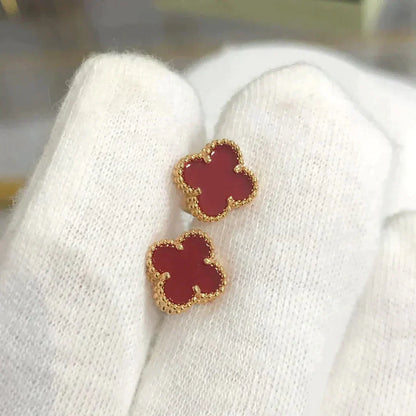 Pomuse CLOVER MINI 9.5MM CARNELIAN EARRINGS