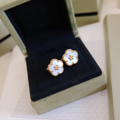 Pomuse LUCKY PINK GOLD WHITE MOP EARRINGS