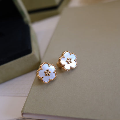 Pomuse LUCKY PINK GOLD WHITE MOP EARRINGS