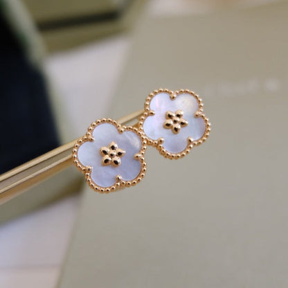 Pomuse LUCKY PINK GOLD WHITE MOP EARRINGS
