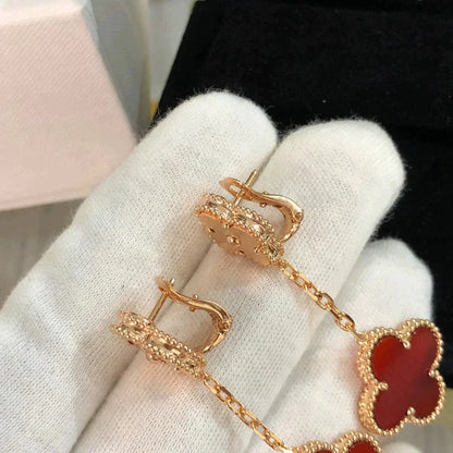 Pomuse CLOVER 2 MOTIF  LASER CARNELIAN EARRINGS