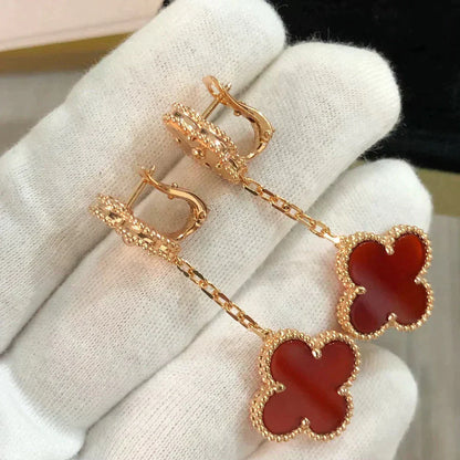 Pomuse CLOVER 2 MOTIF  LASER CARNELIAN EARRINGS