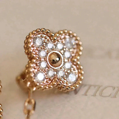 Pomuse CLOVER MEDIUM 1 MOTIFS FUll DIAMOND EARRINGS