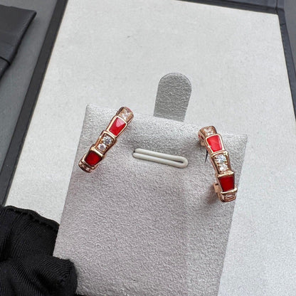 Pomuse SERPENTI CARNELIAN PINK GOLD EARRINGS