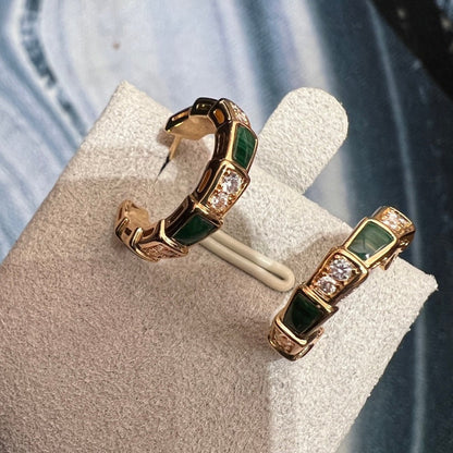 Pomuse SERPENTI MALACHITE PINK GOLD EARRINGS