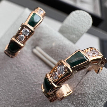 Pomuse SERPENTI MALACHITE PINK GOLD EARRINGS