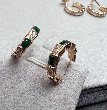 Pomuse SERPENTI MALACHITE PINK GOLD EARRINGS