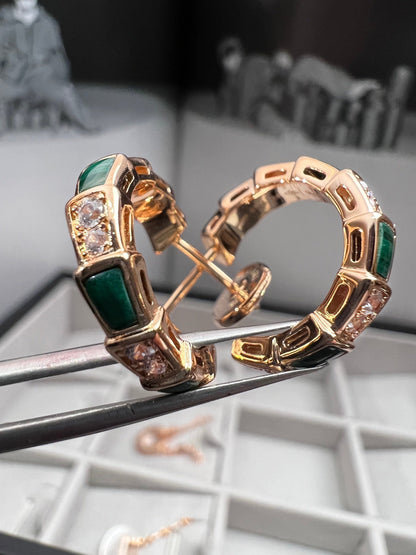 Pomuse SERPENTI MALACHITE PINK GOLD EARRINGS