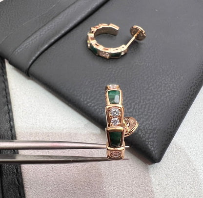 Pomuse SERPENTI MALACHITE PINK GOLD EARRINGS