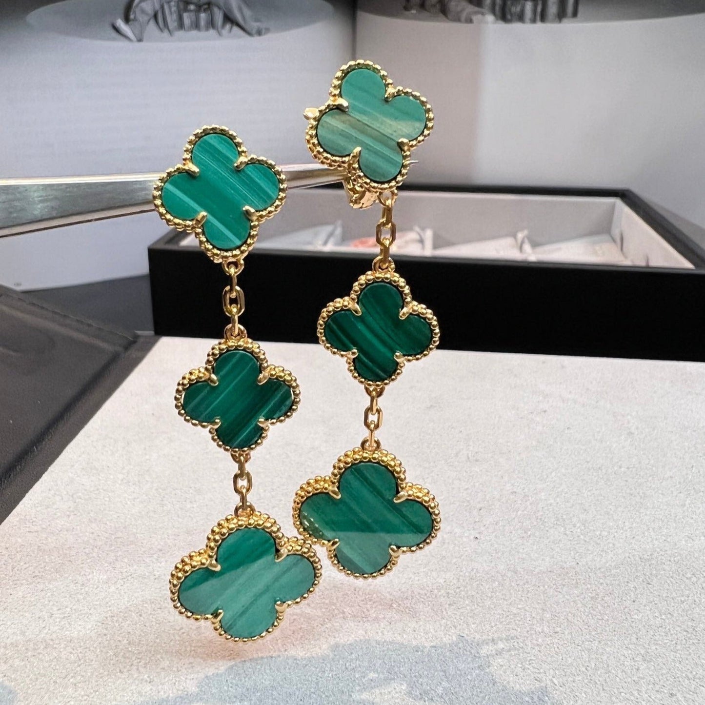 Pomuse CLOVER MALACHITE 3 MOTIFS GOLD