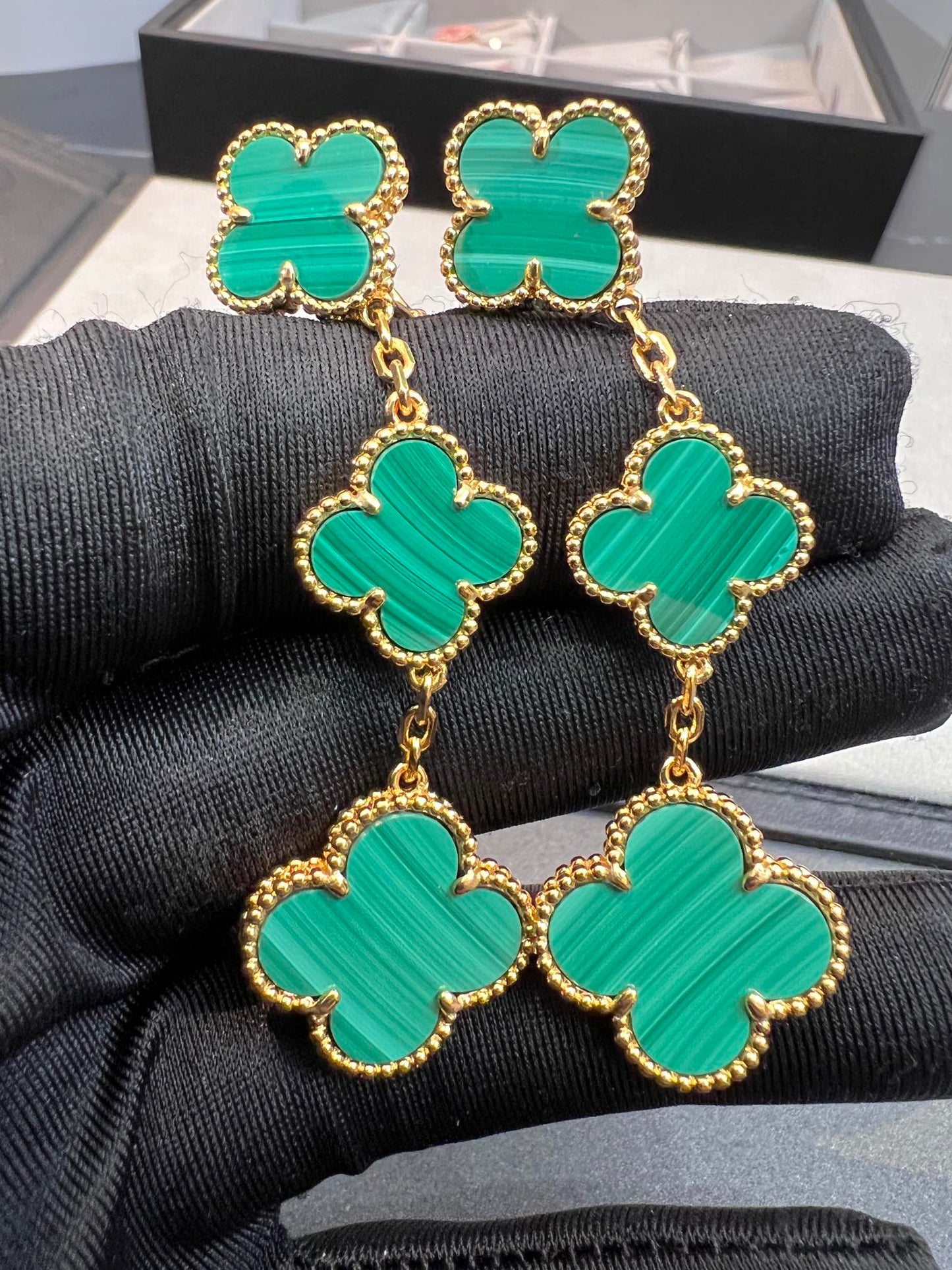 Pomuse CLOVER MALACHITE 3 MOTIFS GOLD