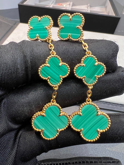 Pomuse CLOVER MALACHITE 3 MOTIFS GOLD