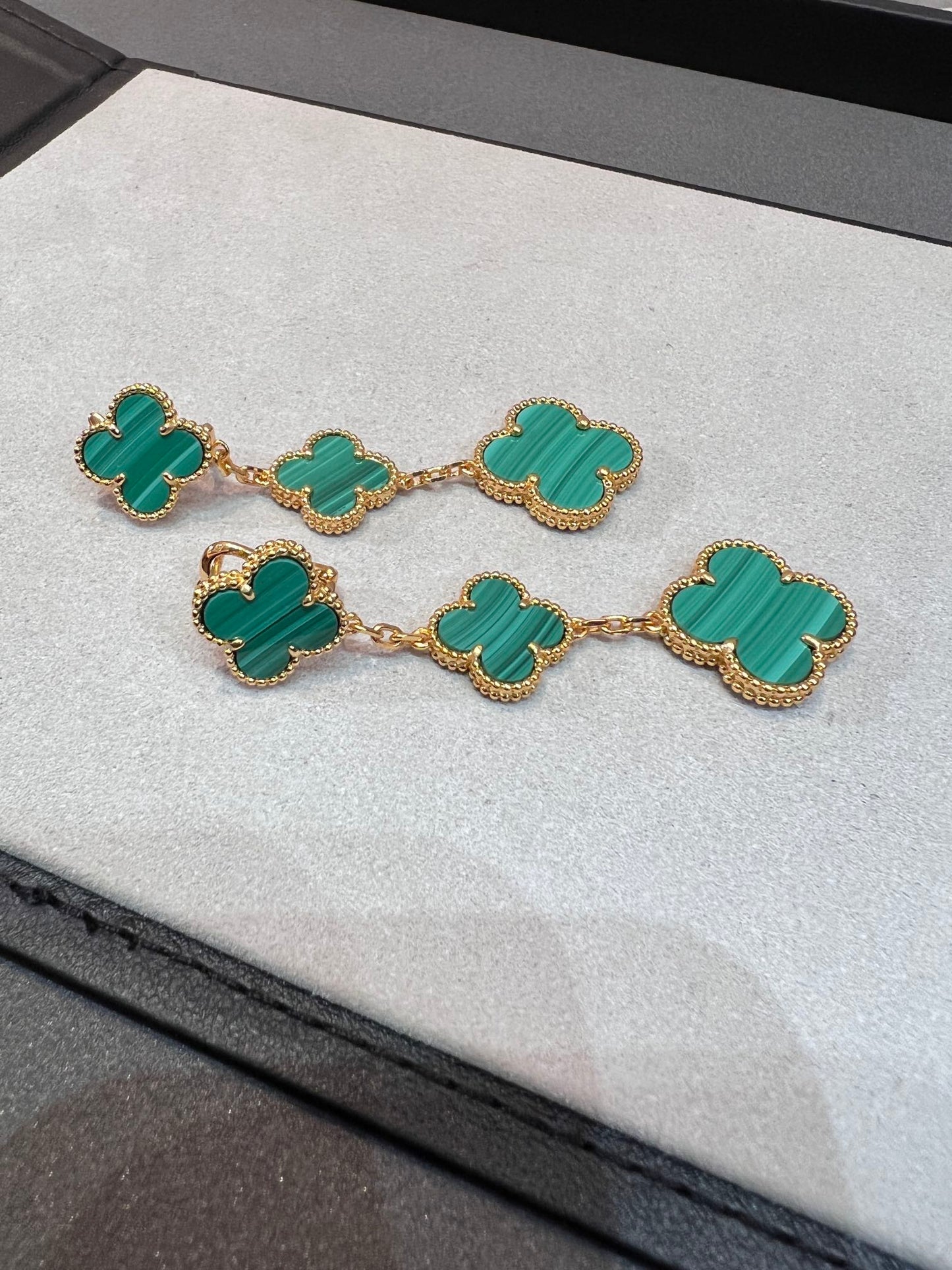 Pomuse CLOVER MALACHITE 3 MOTIFS GOLD