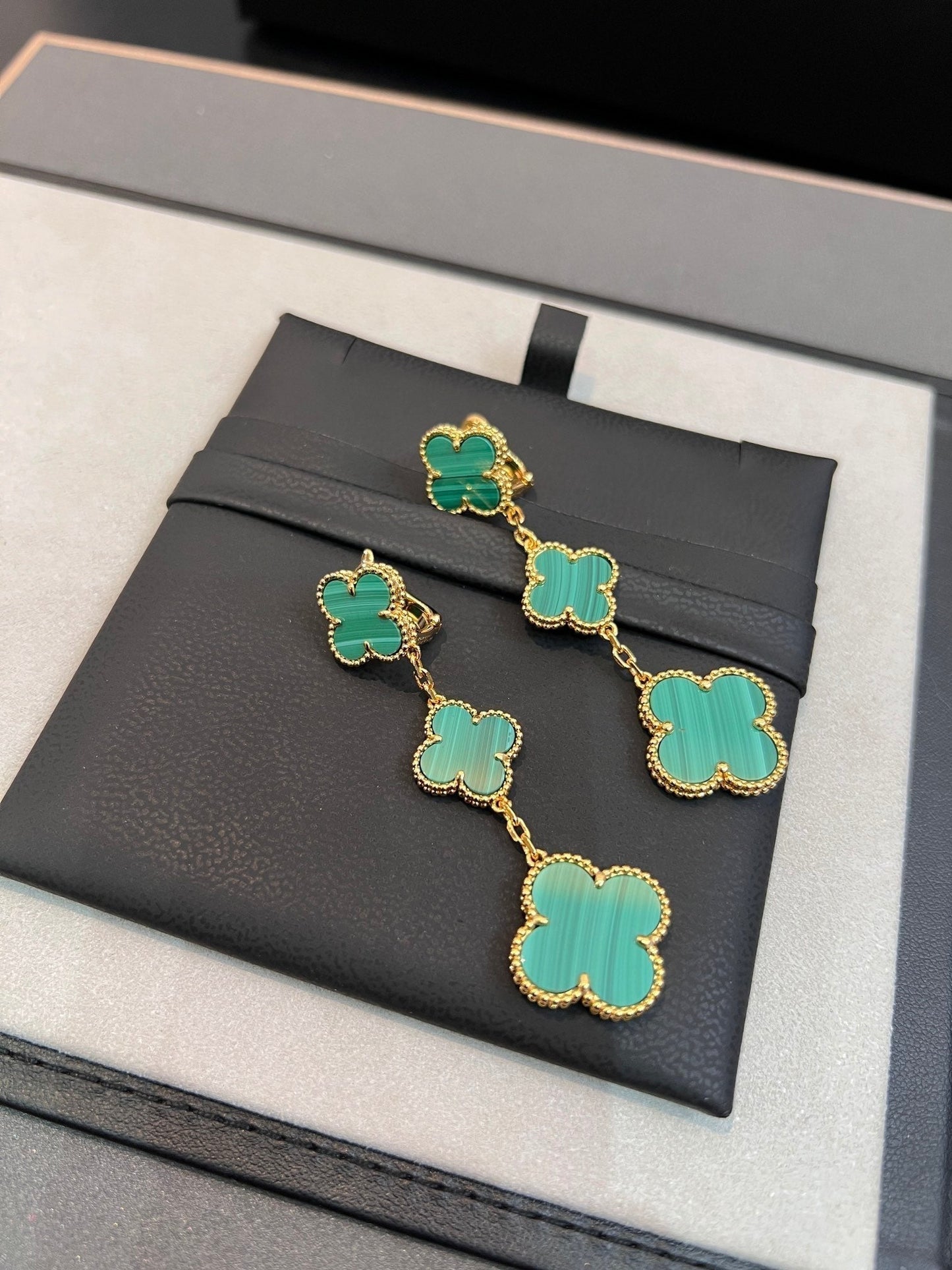 Pomuse CLOVER MALACHITE 3 MOTIFS GOLD
