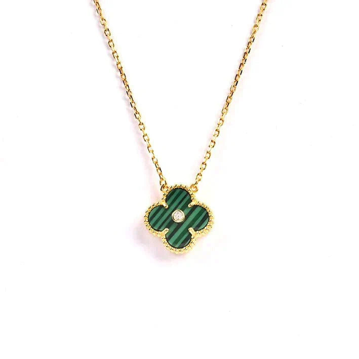 Pomuse CLOVER 15MM DIAMOND TURQUOISE NECKLACE