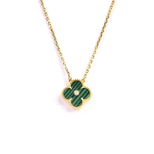 Pomuse CLOVER 15MM DIAMOND TURQUOISE NECKLACE