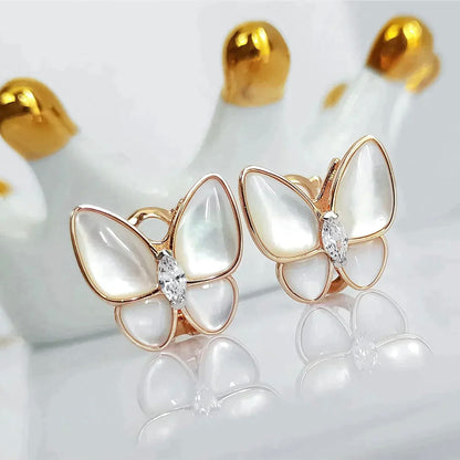 Pomuse BUTTERFLY MOP DIAMOND EARRINGS