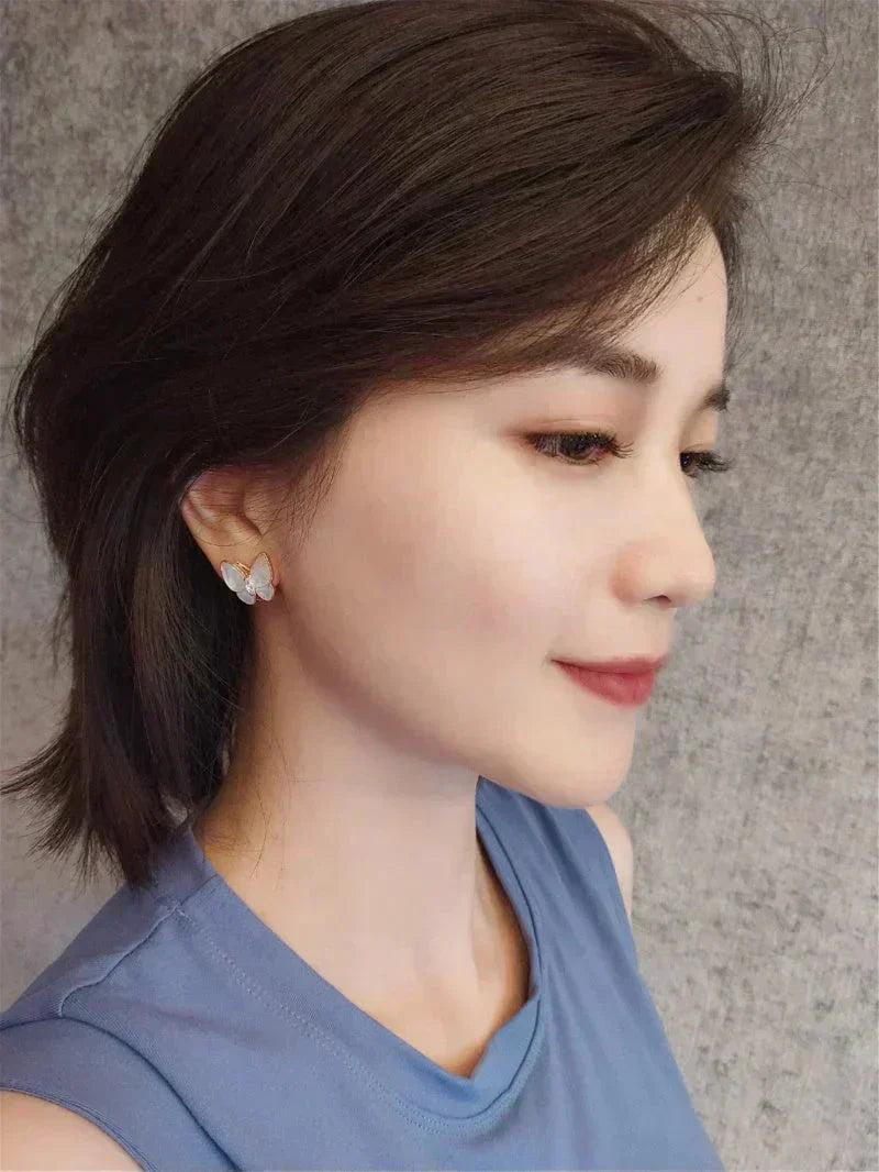 Pomuse BUTTERFLY MOP DIAMOND EARRINGS