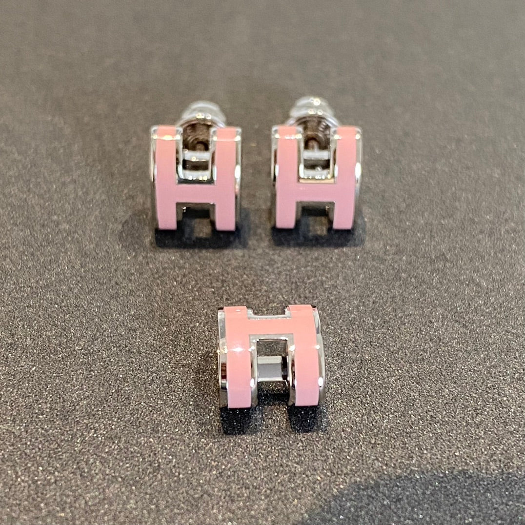 Pomuse MINI POP H SILVER EARRINGS PINK