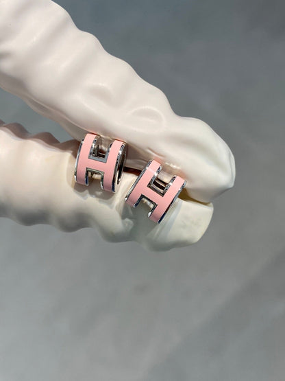Pomuse MINI POP H SILVER EARRINGS PINK