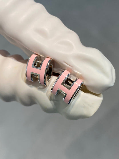Pomuse MINI POP H SILVER EARRINGS PINK