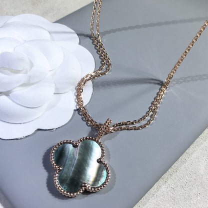 Pomuse CLOVER 25MM GOLD DARK MOP BIG CLOVER NECKLACE