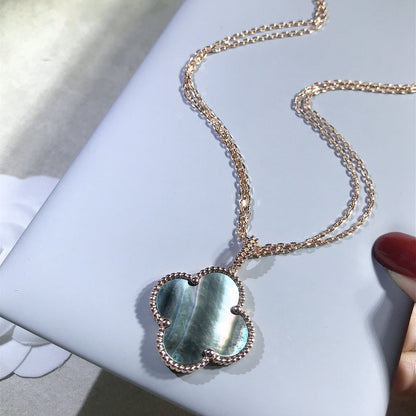 Pomuse CLOVER 25MM GOLD DARK MOP BIG CLOVER NECKLACE