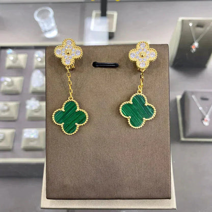Pomuse CLOVER  2 MOTIFS  DIAMOND  EARRINGS (MULTIPLE CHOICESç´