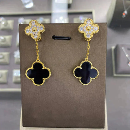 Pomuse CLOVER  2 MOTIFS  DIAMOND  EARRINGS (MULTIPLE CHOICESç´