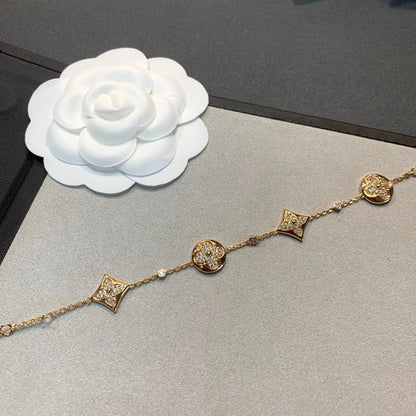 Pomuse STAR AND SUN 4 MOTIFS GOLD DIAMONDS BRACELET