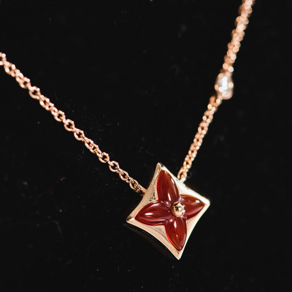 Pomuse STAR NECKLACE PINK GOLD 1 DIAMOND