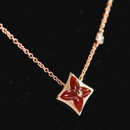Pomuse STAR NECKLACE PINK GOLD 1 DIAMOND