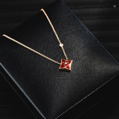 Pomuse STAR NECKLACE PINK GOLD 1 DIAMOND