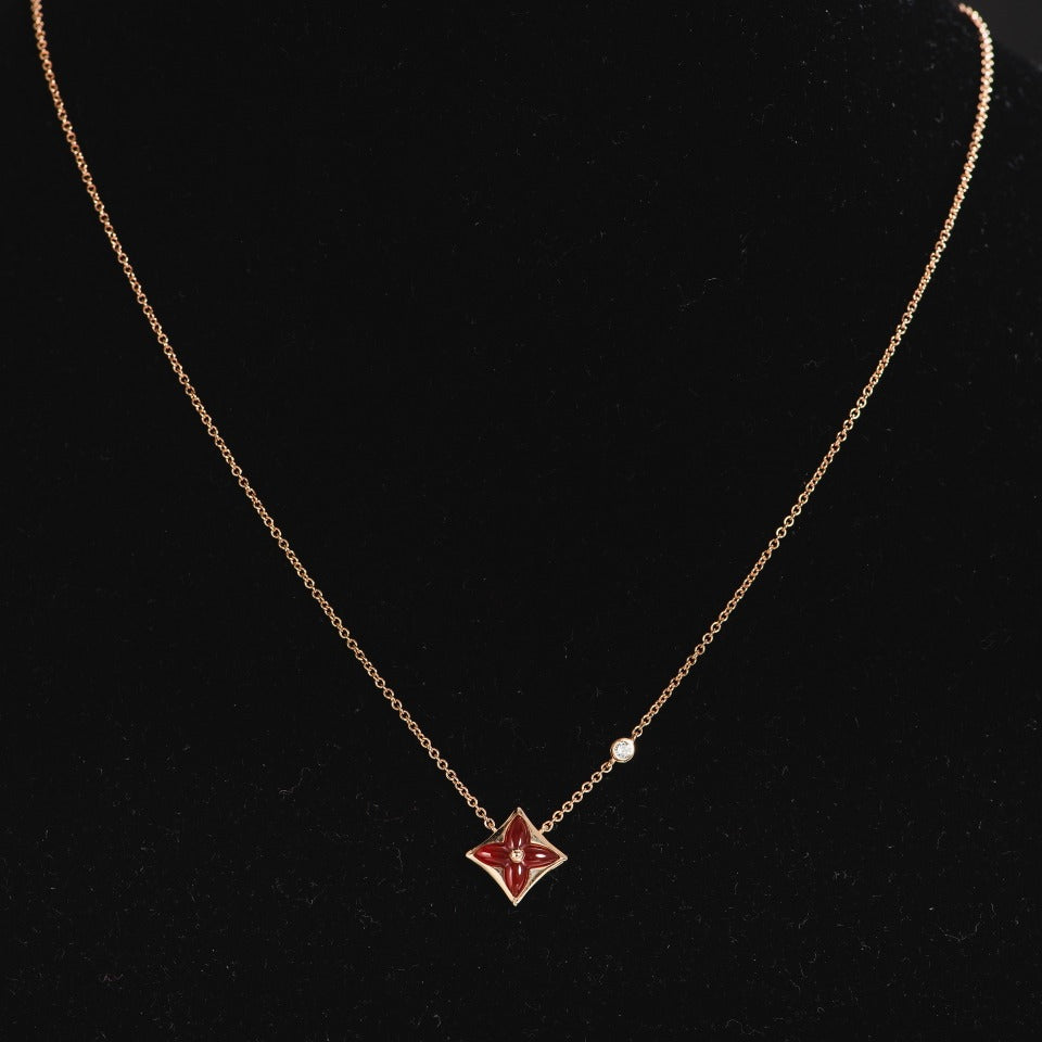 Pomuse STAR NECKLACE PINK GOLD 1 DIAMOND