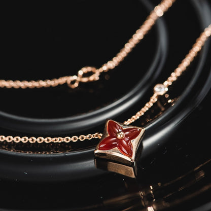 Pomuse STAR NECKLACE PINK GOLD 1 DIAMOND