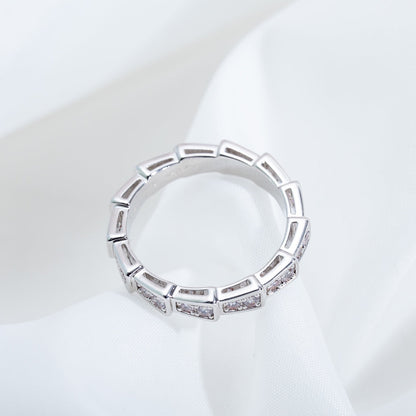 Pomuse SERPENTI RING SILVER DIAMOND PAVED 3MM