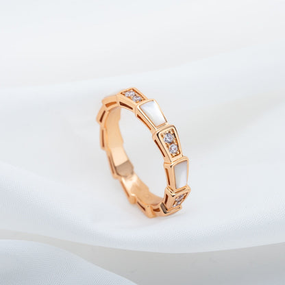 Pomuse SERPENTI RING PINK GOLD DIAMOND MOP 3MM